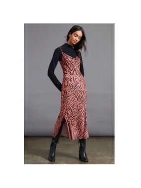 Anthropologie Elyse Bias Cut Zebra Print Maxi Dress Women’s Medium